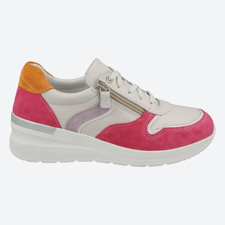 Women's Wide Fit DB Bat Trainers in White Multi - Image 1