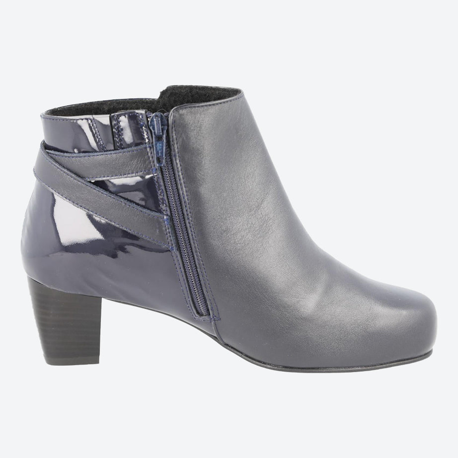 Women's Wide Fit DB Belmont Boots in Black lea / patent - Image 5