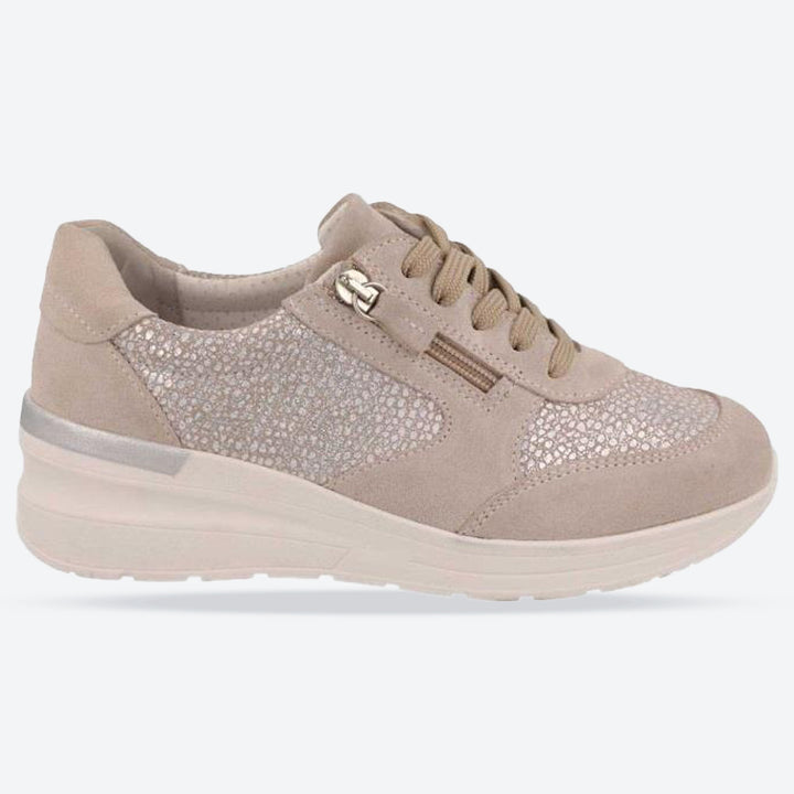 Women's Wide Fit DB Bilberry Trainers in Navy Suede - Image 1