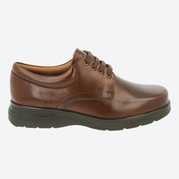 Mens Wide Fit DB Bob Lace Up Luxury Shoes in Black Leather - Image 1