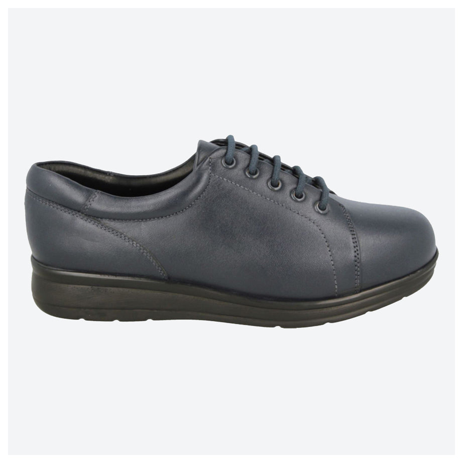 Womens Wide Fit DB Bracken Shoes in Black Leather - Image 5