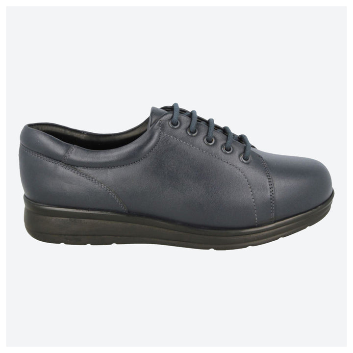Womens Wide Fit DB Bracken Shoes in Black Leather - Image 1