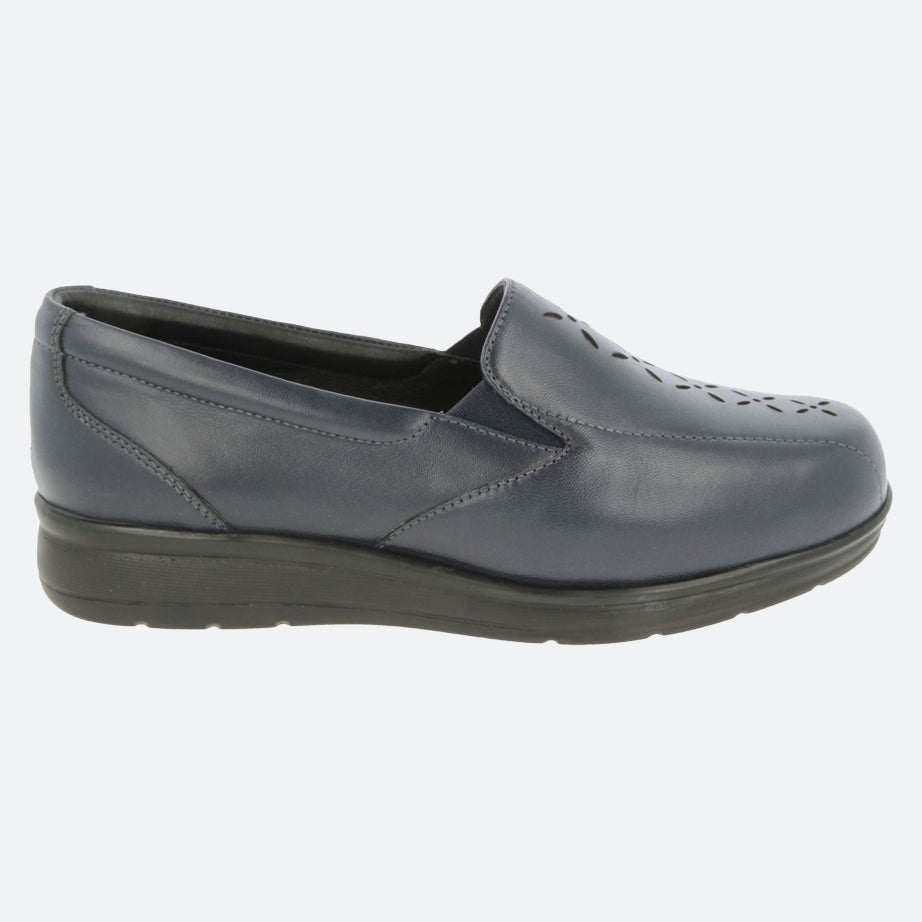 Womens Wide Fit DB Cameron Shoes in Black Leather - Image 5