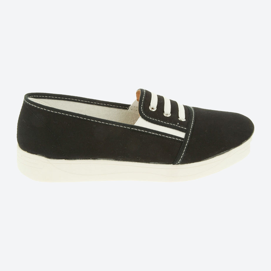 Womens Wide Fit DB Coup Canvas in Navy - Image 6