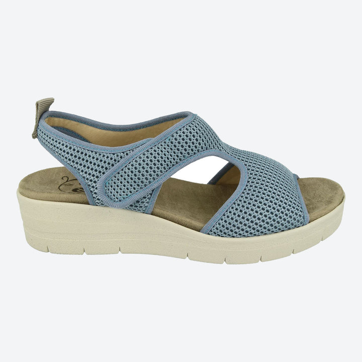 Womens Wide Fit DB Dove Sandals in Silver Grey Textile - Image 1