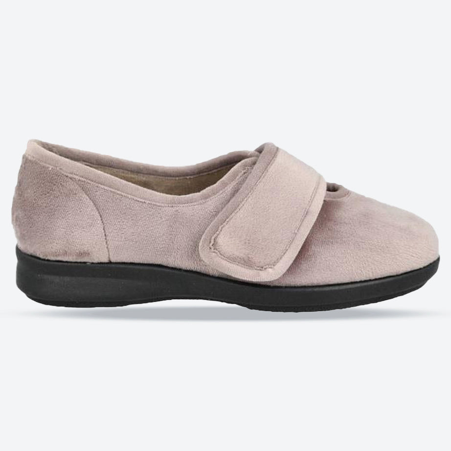 Women's Wide Fit DB Fountain Slippers in Sky Blue Velour - Image 9