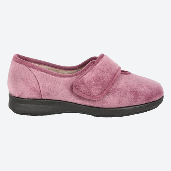 Women's Wide Fit DB Fountain Slippers in Sky Blue Velour - Image 1