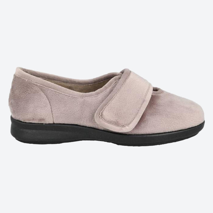 Women's Wide Fit DB Fountain Slippers in Sky Blue Velour - Image 1
