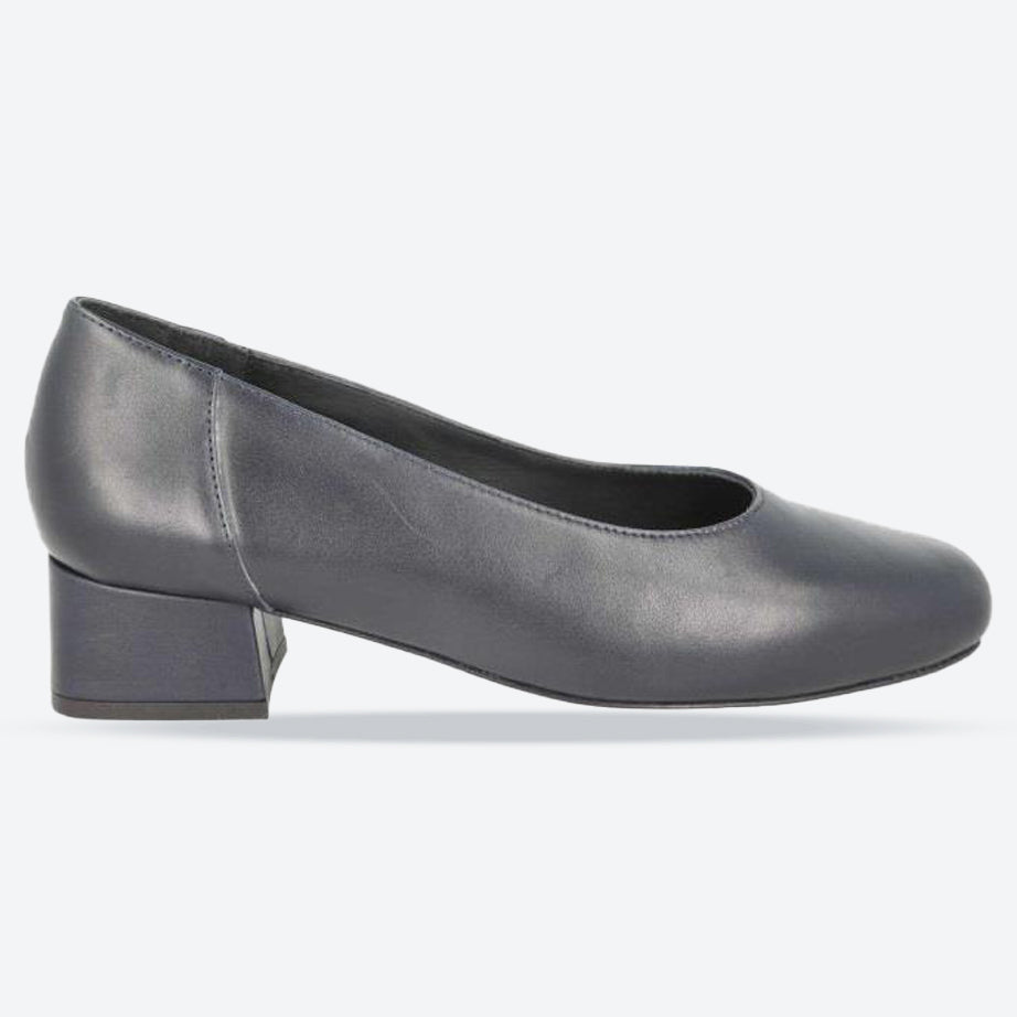 Women's Wide Fit DB Hyperion Heel Court Shoes in Black Leather - Image 7