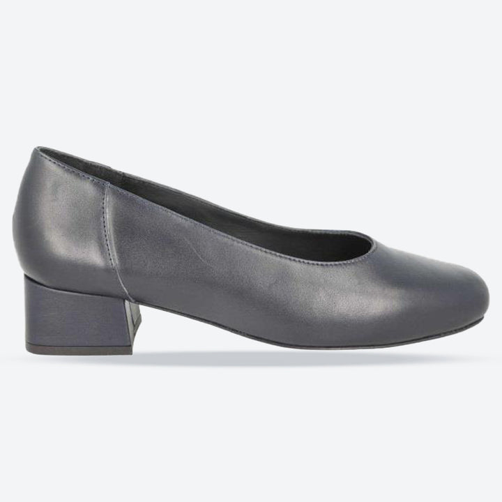 Women's Wide Fit DB Hyperion Heel Court Shoes in Black Leather - Image 1