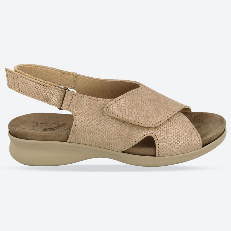 Womens Wide Fit DB Island Sandals in Cream Snake Print - Image 6
