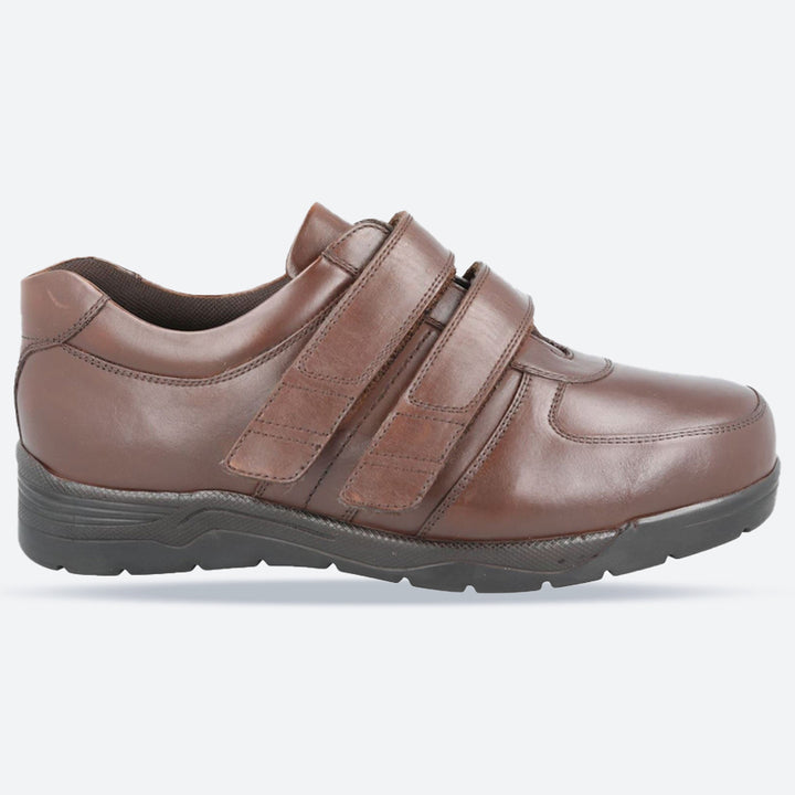 Men's Wide Fit DB Kevin Shoes in Black Leather - Image 1