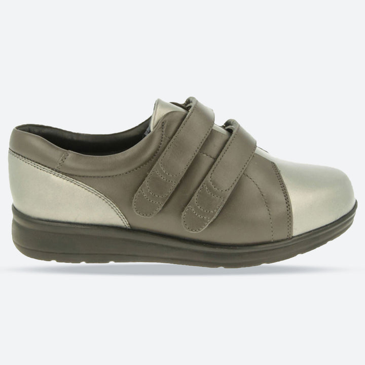 Womens Wide Fit DB Norwich Shoes in Black Leather - Image 1