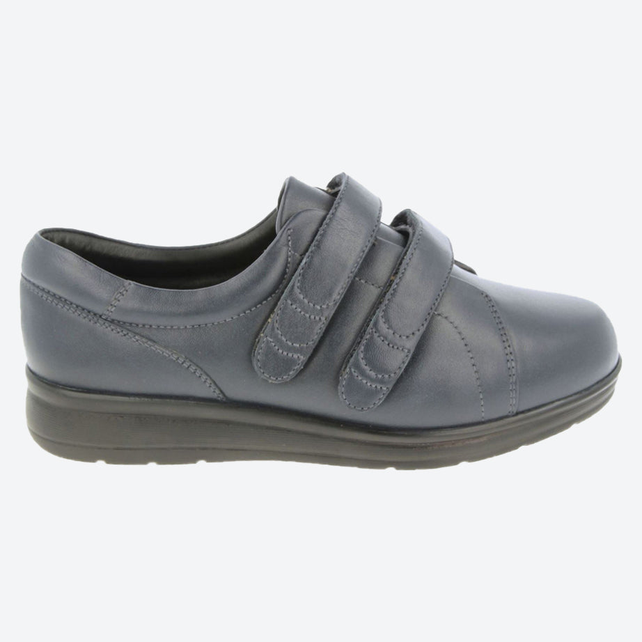 Womens Wide Fit DB Norwich Shoes in Black Leather - Image 6