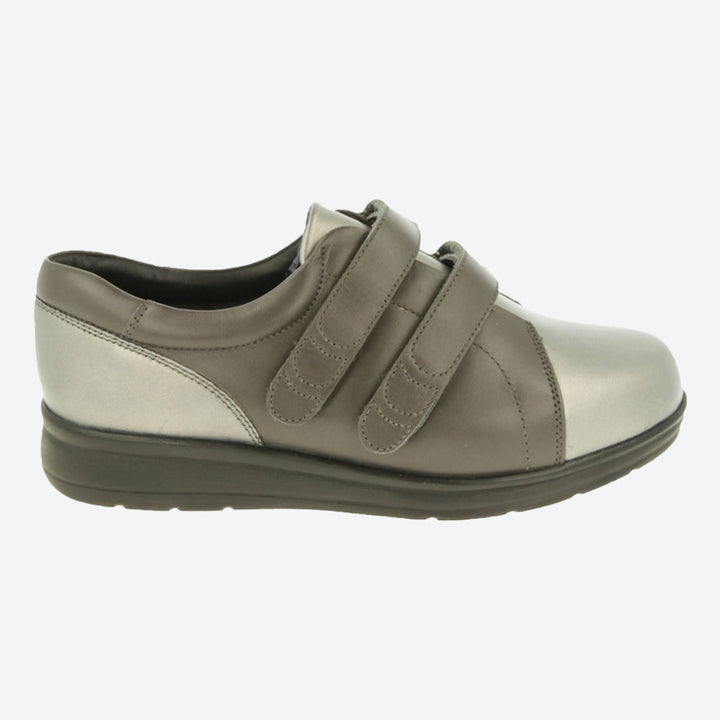 Womens Wide Fit DB Norwich Shoes in Black Leather - Image 1