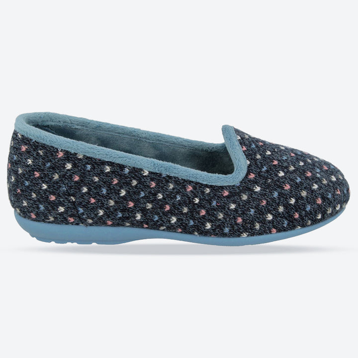 Womens Wide Fit DB Nottingham Slip On Slippers in Black / Fuchsia - Image 1