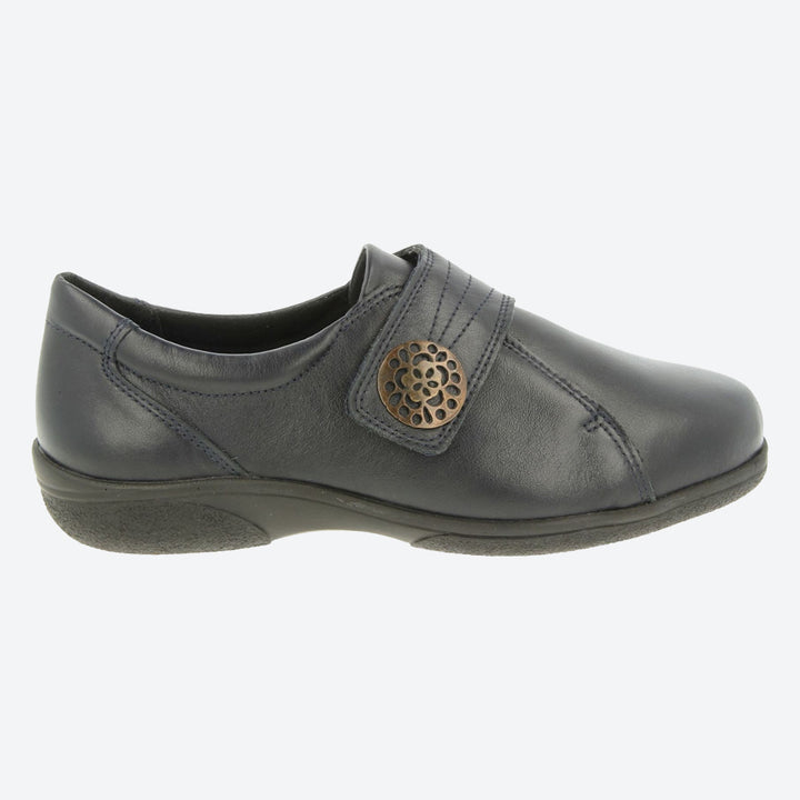 Womens Wide Fit DB Pacific Shoes in Black Leather - Image 1