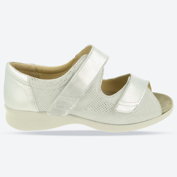 Womens Wide Fit DB Petra Sandals in Gold Lea / Suede - Image 1
