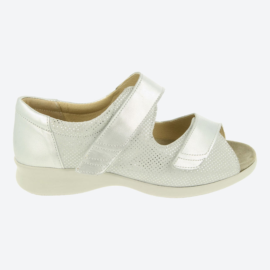 Womens Wide Fit DB Petra Sandals in Gold Lea / Suede - Image 7