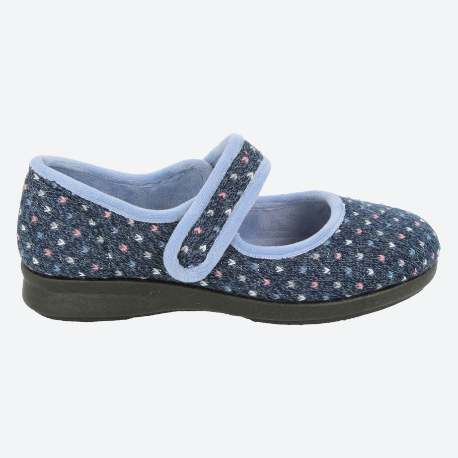 Womens Wide Fit DB Pitsford Slippers in Black / Fuschia - Image 6