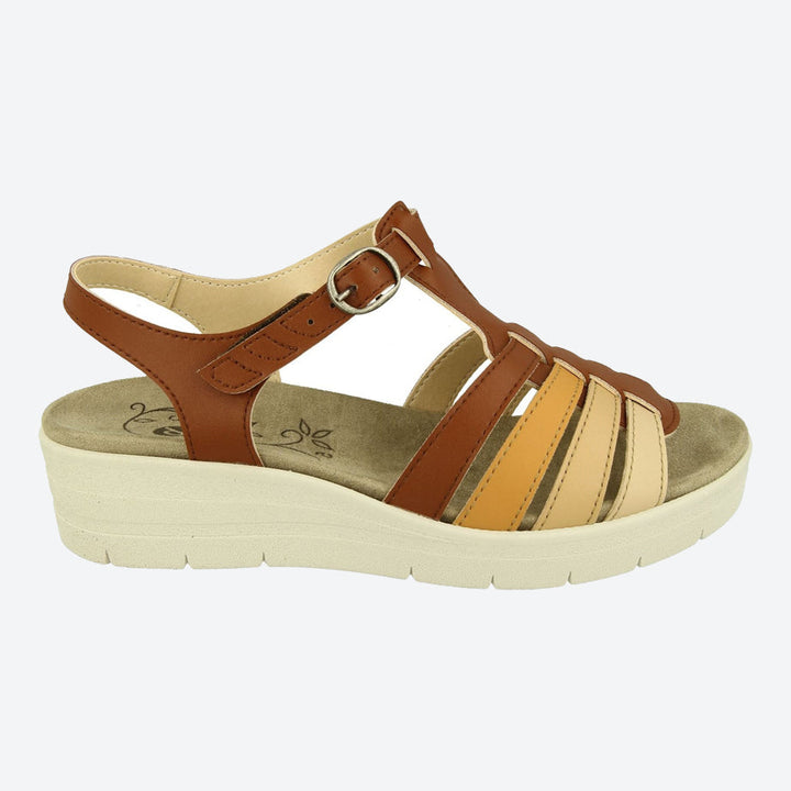 Womens Wide Fit DB Pochard Sandals in Red Multi Synthetic - Image 1