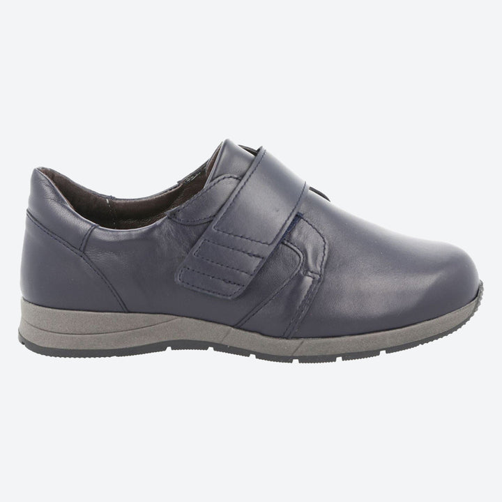 Women's Wide Fit DB Rail Shoes in Black Stretch Leather - Image 1