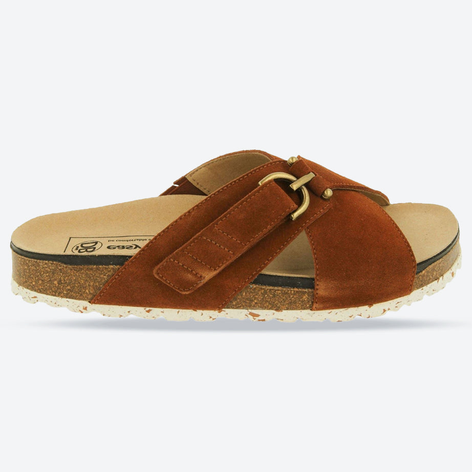 Womens Wide Fit DB Raja Sandals in Tan Suede - Image 6