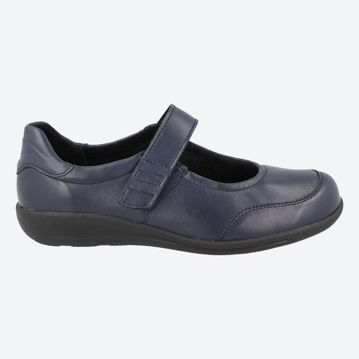 Women's Wide Fit DB Redpoll Shoes in Black Stretch Leather - Image 1