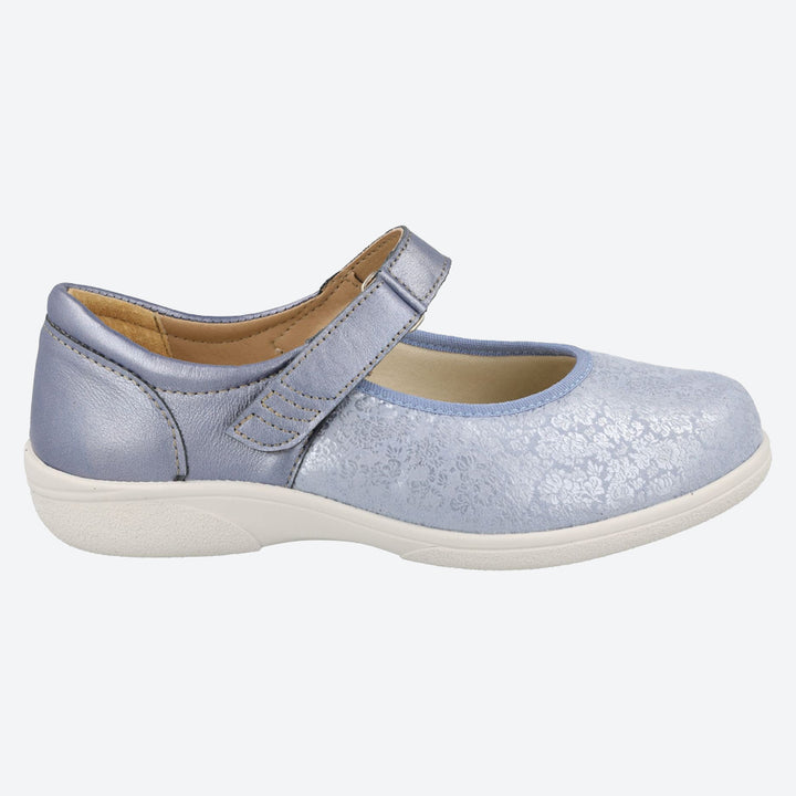 Womens Wide Fit DB Roberta Shoes in Black Lea / Stretch - Image 1