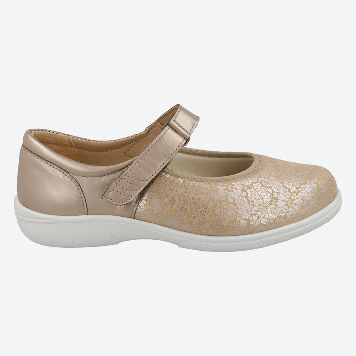 Womens Wide Fit DB Roberta Shoes in Black Lea / Stretch - Image 1