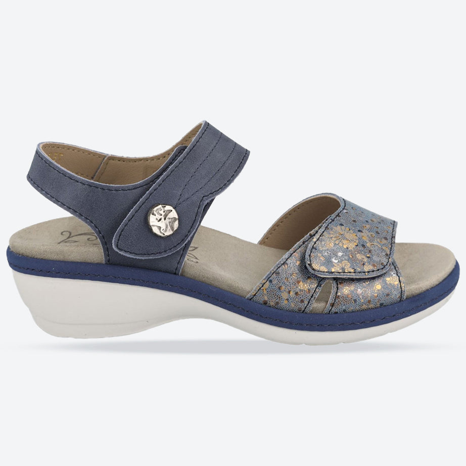 Womens Wide Fit DB Rosefinch Sandals in Blue Leather - Image 6