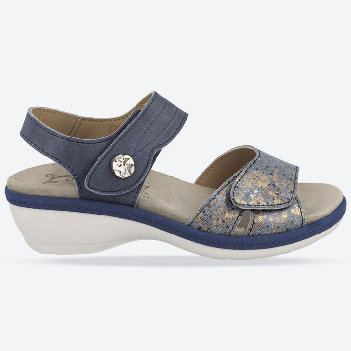 Womens Wide Fit DB Rosefinch Sandals in Blue Leather - Image 1