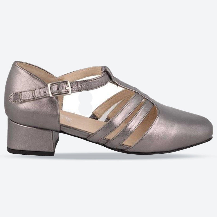 Women's Wide Fit DB Ruby Mid Heel Sandals in Black Leather - Image 6