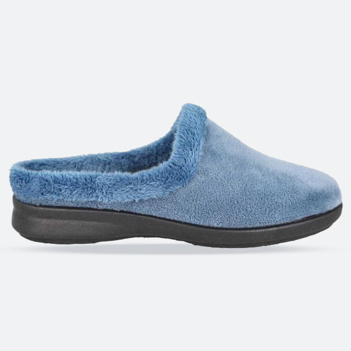 Women's Wide Fit DB Rug Mule Slippers in Sky Blue - Image 1