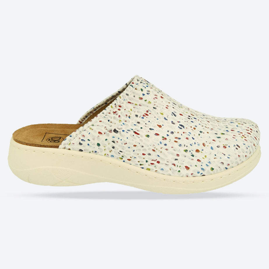 Womens Wide Fit DB Saffron Mules in White Textile - Image 5