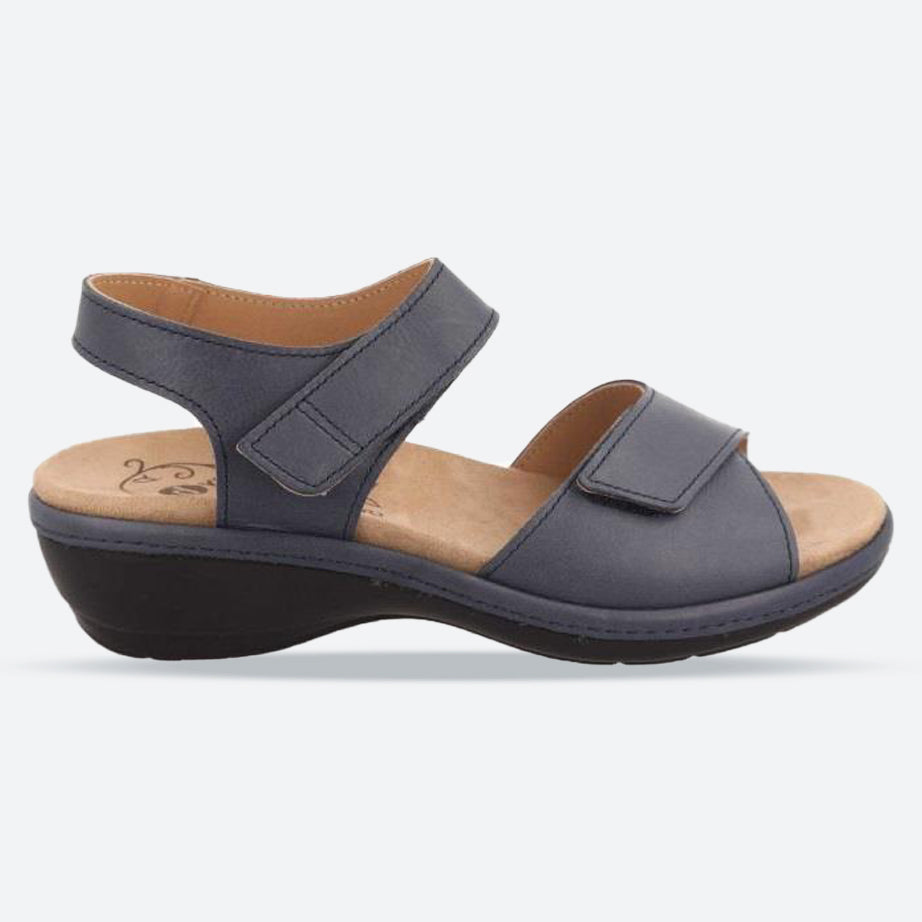 Women's Wide Fit DB Saxifrage Sandals in Black Leather - Image 4
