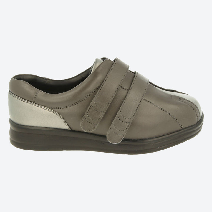 Womens Wide Fit DB Serena Shoes in Black Leather - Image 1