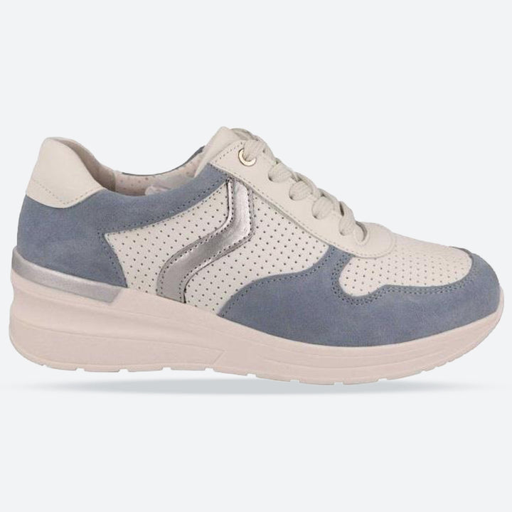 Women's Wide Fit DB Speedwell Trainers in White Leather / Black Suede - Image 1