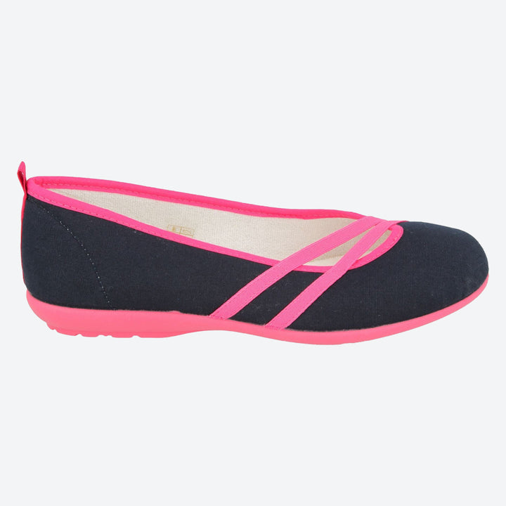 Womens Wide Fit DB Sunflower Canvas in Black/Purple - Image 1