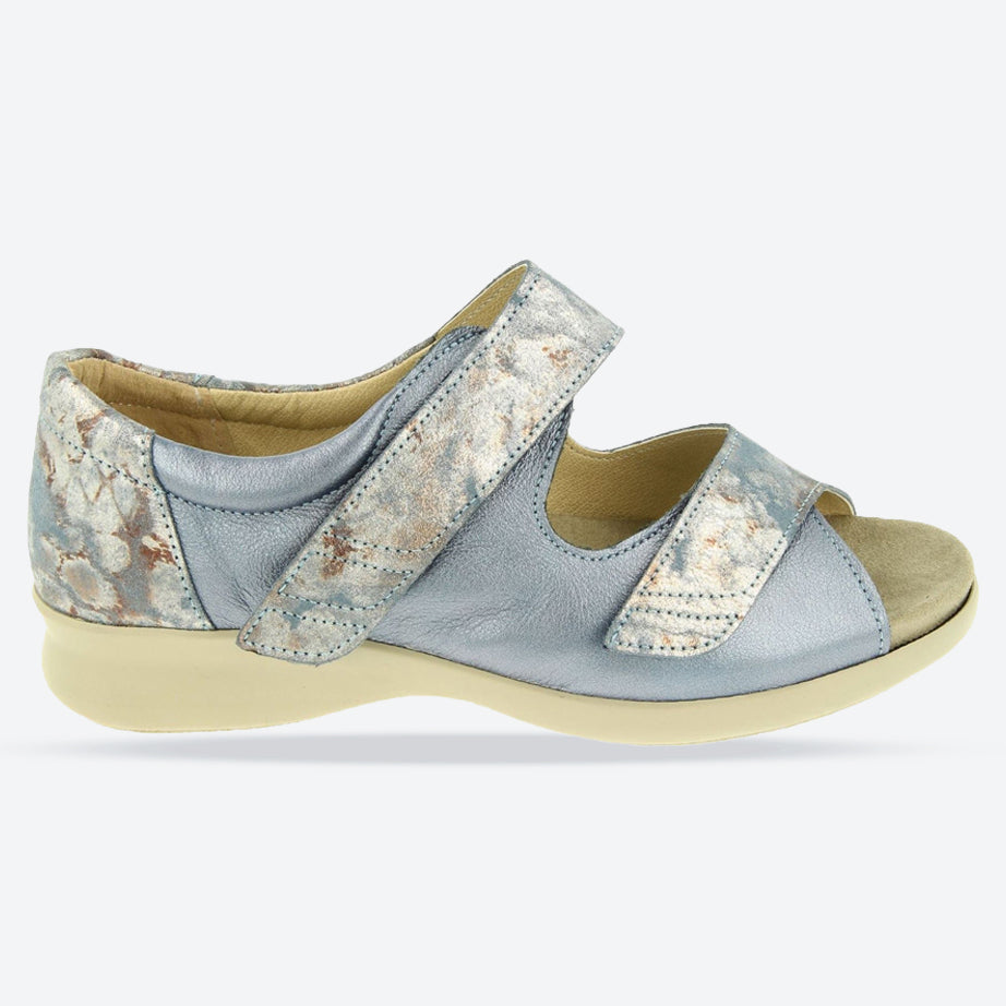 Womens Wide Fit DB Surf Sandals in Mottled Beige Suede/Lea - Image 6