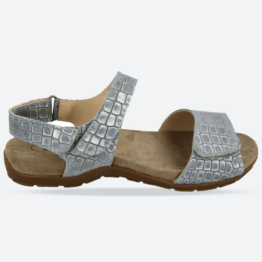 Womens Wide Fit DB Sussex Sandals in Black Patent Reptile - Image 19