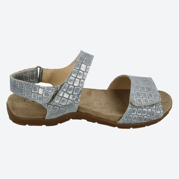 Womens Wide Fit DB Sussex Sandals in Black Patent Reptile - Image 1