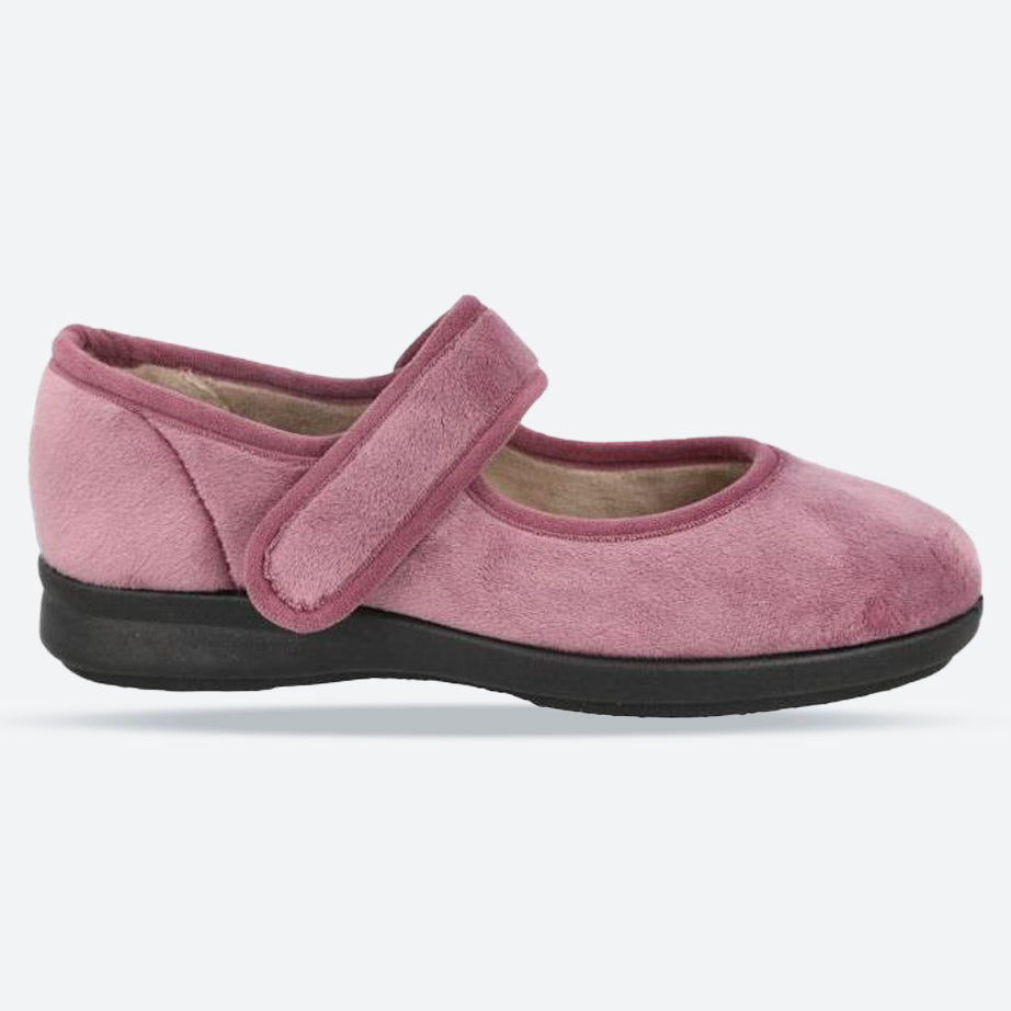 Women's Wide Fit DB Trilby Slippers in Sky Blue Velour - Image 14