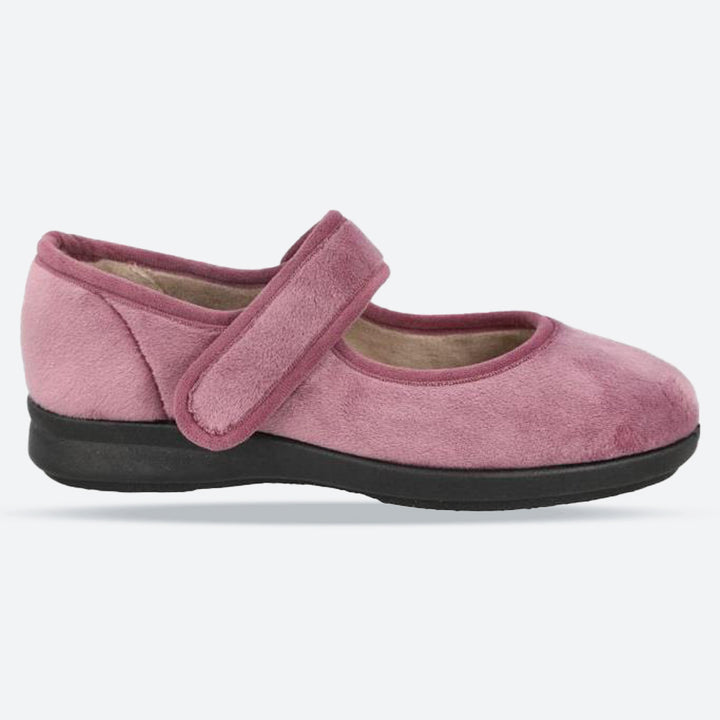 Women's Wide Fit DB Trilby Slippers in Sky Blue Velour - Image 1