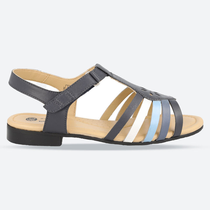 Women's Wide Fit DB Tundra Sandals in Black Leather - Image 1