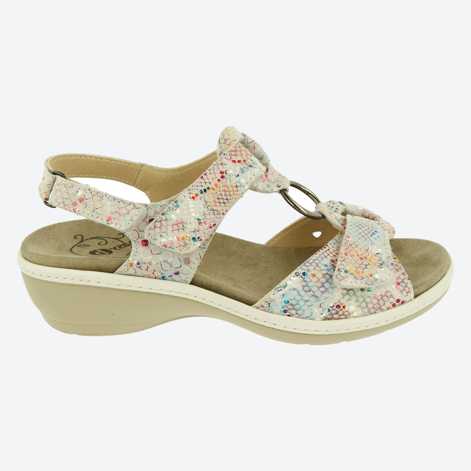 Womens Wide Fit DB Turtle Sandals in Beige Mottled Suede - Image 10