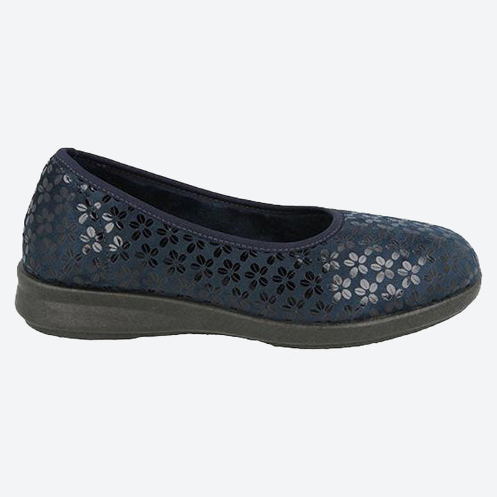 Womens Wide Fit DB Virginia Shoes in Black Stretch - Image 1