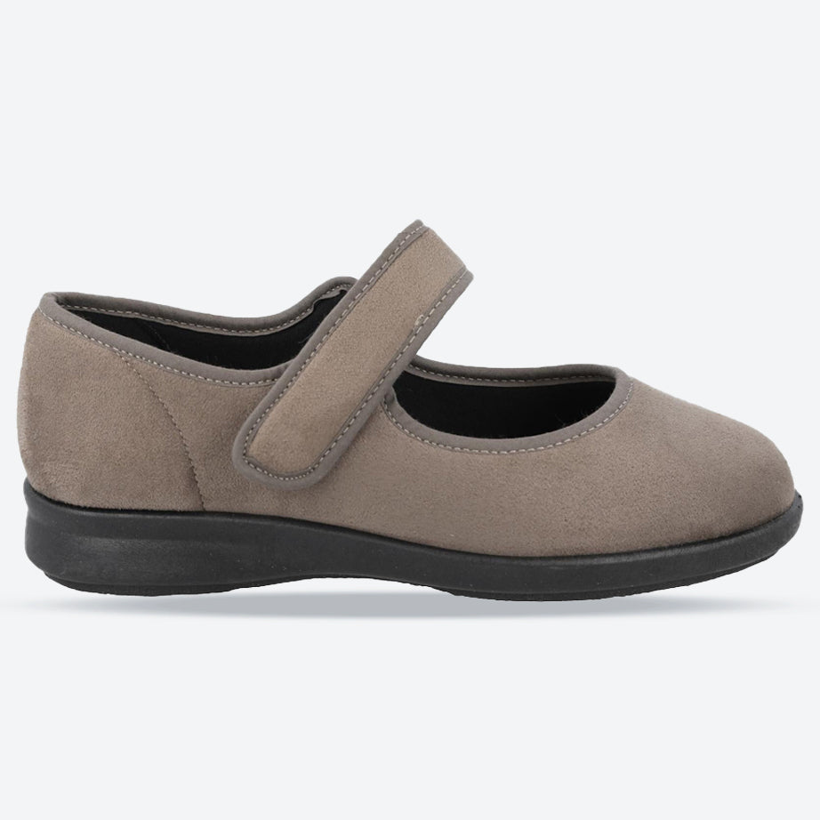 Women's Wide Fit DB Vole Shoes in Black Stretch Suedette - Image 6