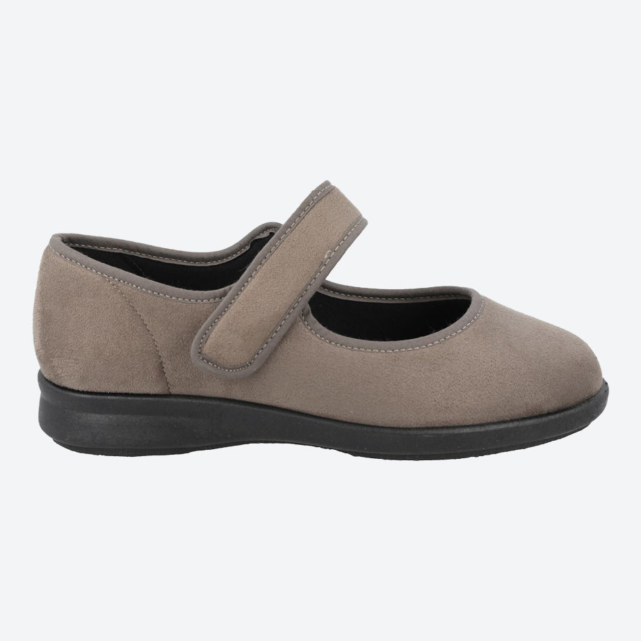 Women's Wide Fit DB Vole Shoes in Black Stretch Suedette - Image 7