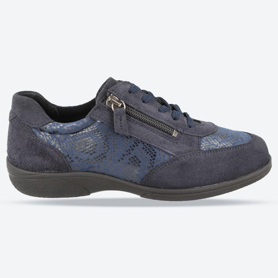 Women's Wide Fit DB Waxwing Trainers in Black Suede / Stretch - Image 5